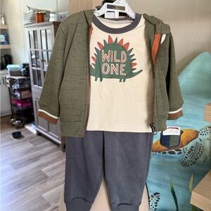 Kids Dinosaur Matching Set - Green and Gray